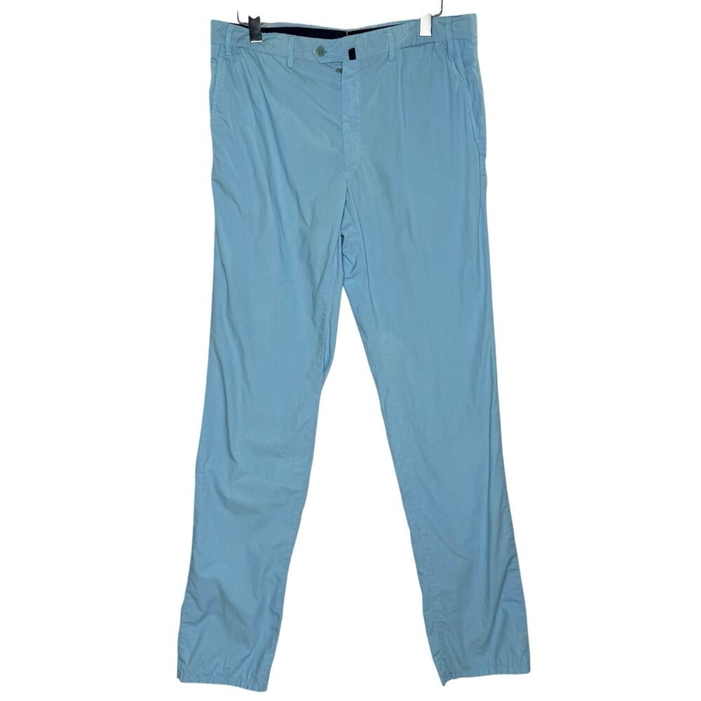 Caruso Mens 100% Cotton Summer Trouser Pants IT54 Baby Blue Kentucky Derby Italy